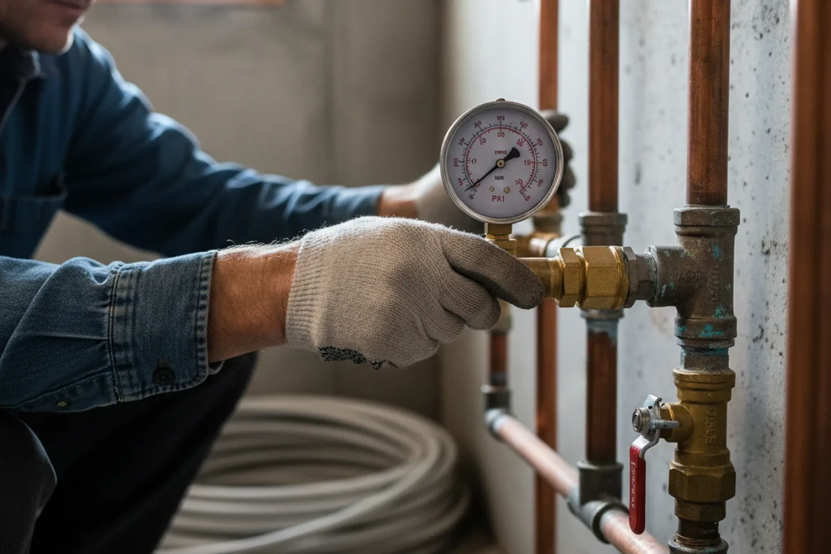 Pressure testing a repaired line during Water Line Repair in Savoy